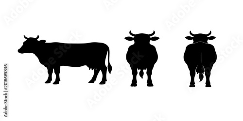 Minimalist Silhouette of Domestic Farm Cow Animal