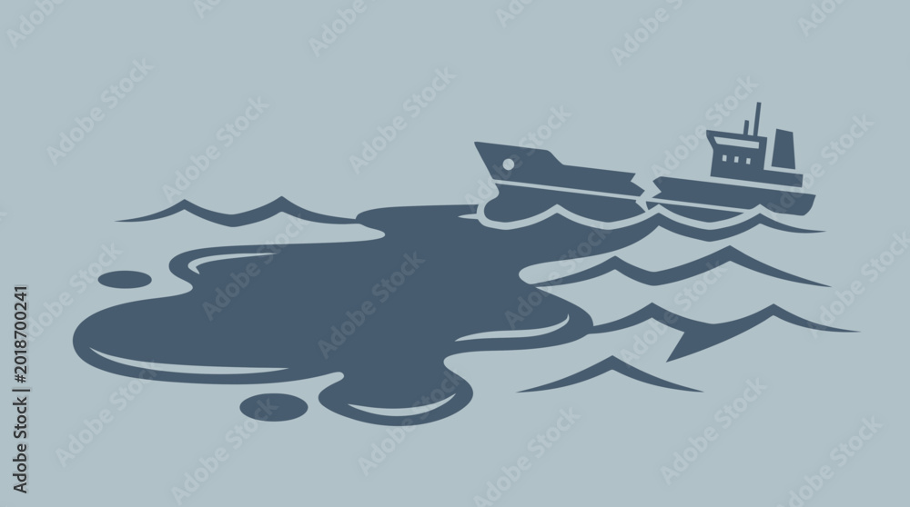 Fototapeta premium Oil Spill Contamination in Ocean Water