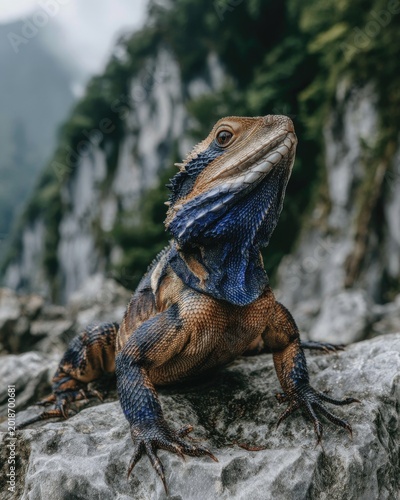 Eastern Water Dragon with Blue Throat Pouch