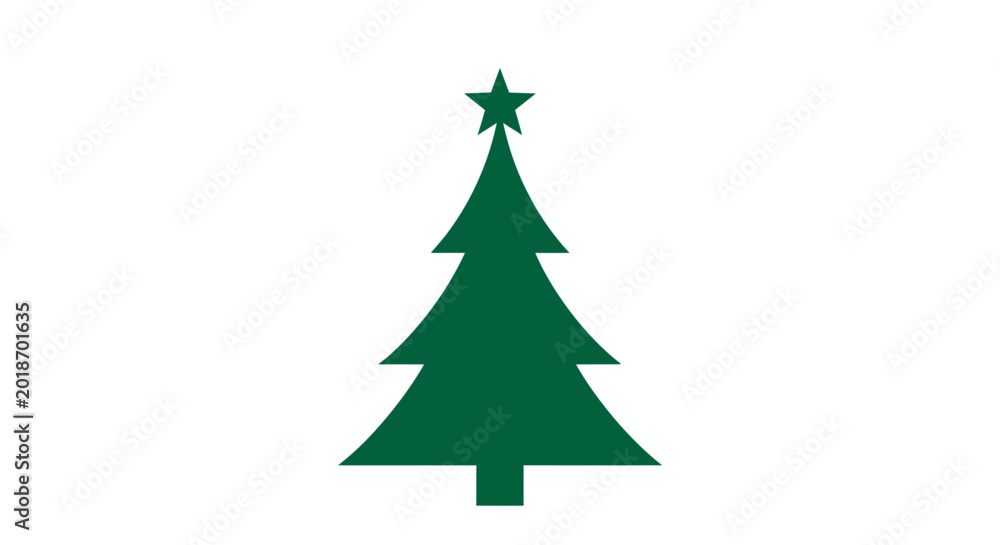 Obraz premium Green Christmas Tree Icon Symbol.