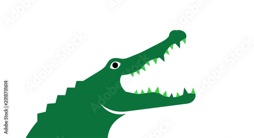 Tableau sur toile Green alligator head with open mouth.