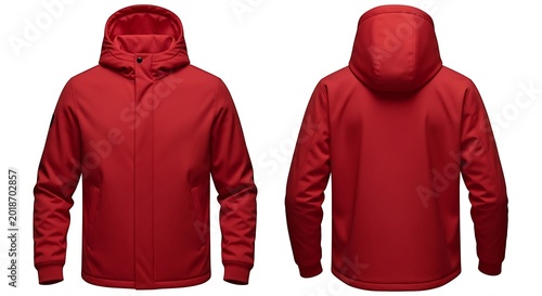Mockup of a red color men parka hoodie