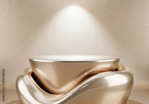 Premium jewelry display background featuring flowing golden silk fabric, soft spotlight illumination, and elegant luxury studio composition for branding and product advertising.