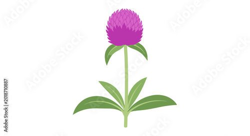 Tablou pe pânză Pink Flower with Green Leaves Illustration.
