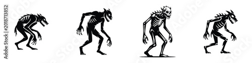 Foto Skinwalker – Mythical Shapeshifter Monster Silhouette Vector, Dark Horror Creatu