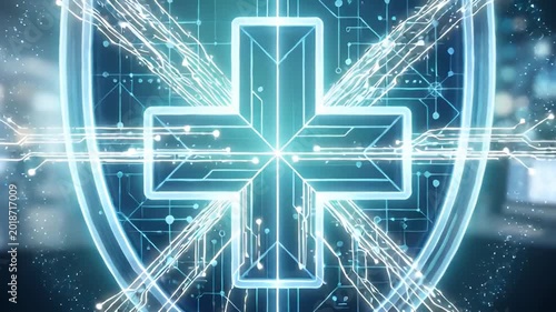 Digital Healthcare Security Shield Data Network Animation