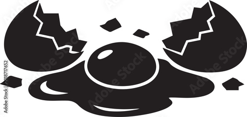 Black broken egg silhouette icon Vector