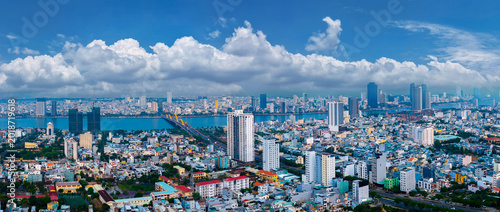 фотографія Aerial view cityscape Da nang Vietnam with dragon bridge