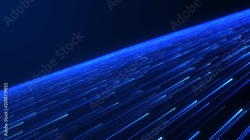 Abstract futuristic data flow with neon light streaks in a dark digital space. Concept of AI, big data analytics, neural networks, high-speed computing, and advanced cyber technology.