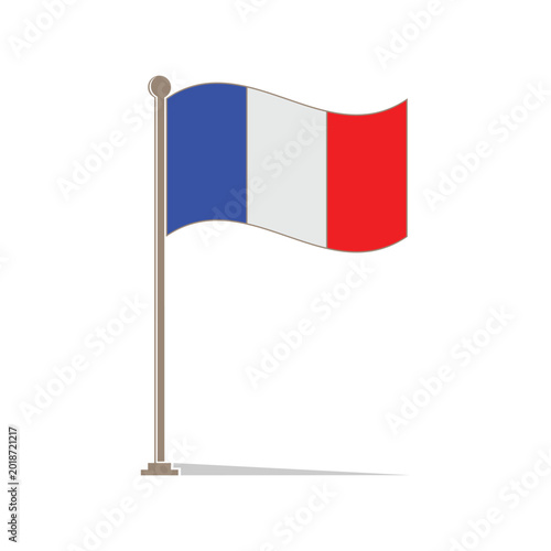 French flag icon design waving in flat style.