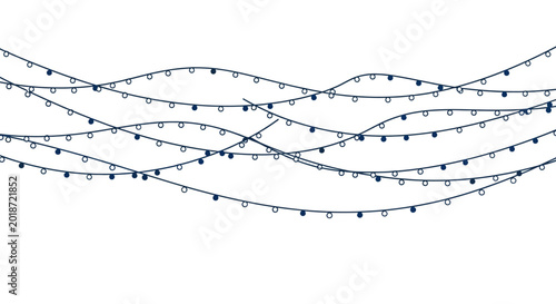 Fotografie Hand drawn navy and white string lights border decoration