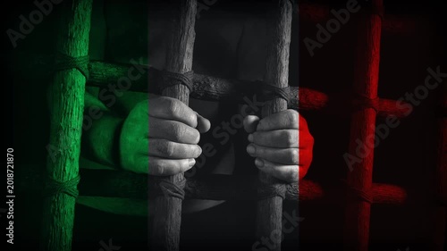 Italy Flag And Prisoner, Press Freedom Concept
