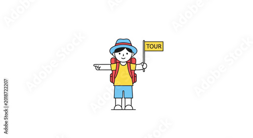 Fotografía Tourist holding a tour sign board.