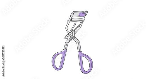 Bild auf Leinwand Professional silver and purple eyelash curler illustration on white background