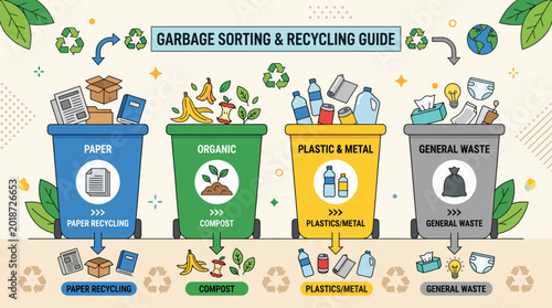Visual Guide to Waste Management and Recycling Promoting Sustainable Sorting Practices for Environmental Responsibility