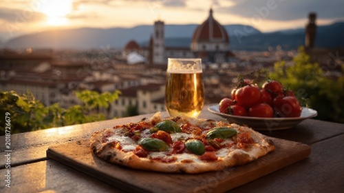 Sunset pizza with Florence Cathedral view
