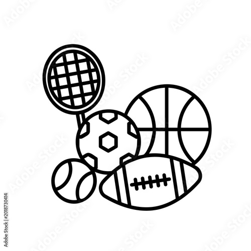 sports equipment icon set isolated on transparent background