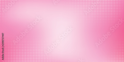Abstract pink gradient background with halftone dot patterns on corners.