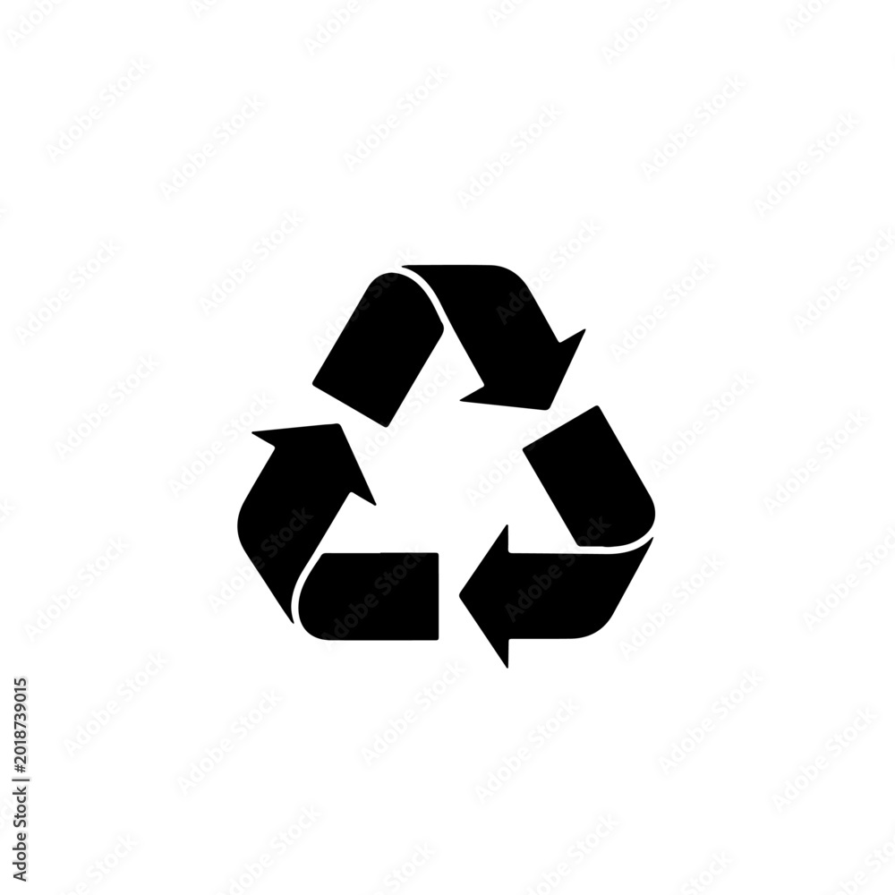Obraz premium Classic universal recycle symbol in bold black silhouette style for environmental protection, waste management branding, sustainable product labels, and eco friendly campaign graphics.