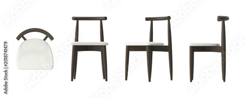 Foto Modern dark wood dining chair with white upholstered seat and curved backrest