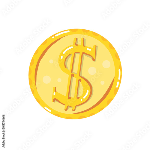 Dollar coin in hand drawing style isolated illustration.