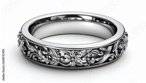 Ornate silver band with floral motif