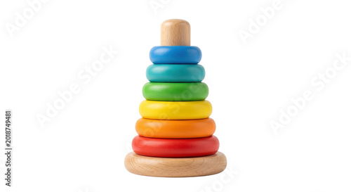 Classic wooden rainbow stacking rings toy for infant development
