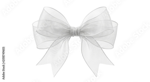 Foto Sheer white organza bow with delicate transparent texture