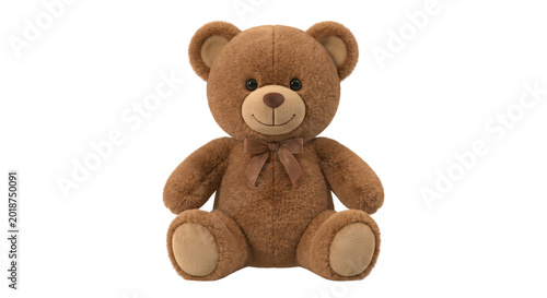 Photos Friendly brown teddy bear with small satin bow