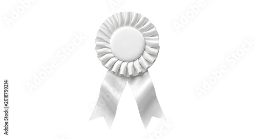 Foto White satin award rosette with pleated ribbon
