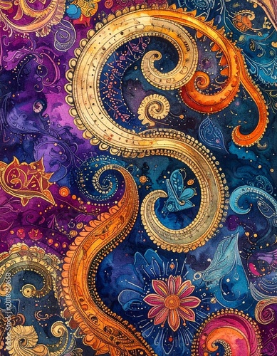 Ornate psychedelic paisley pattern