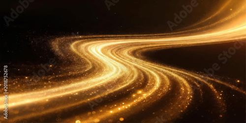 Photos A fast car drives along a winding asphalt highway at night, creating a motion bl
