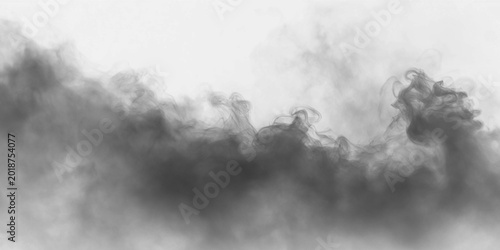 Quadro su tela Black smoke rising on a transparent background with a lot of fog