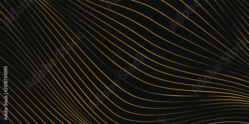 Foto black and gold luxury background with dynamic wave composition