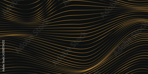 Cuadro en lienzo black and gold luxury background with dynamic wave composition