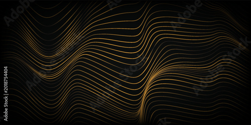 Foto black and gold luxury background with dynamic wave composition