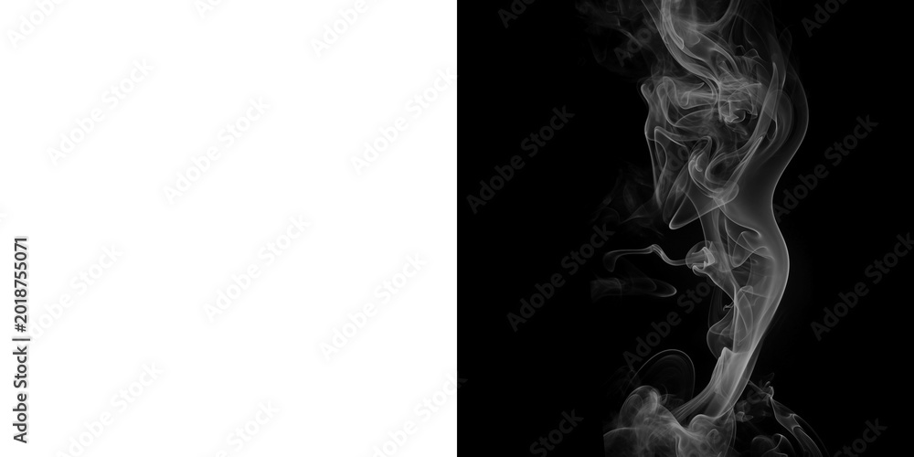 Obraz premium Smoke rising up against a dark background with a white space isolated on transparent background