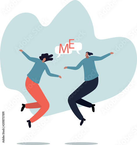 Konstfotografi Selfish and ego make people argue for their right, overconfidence or narcissism fighting or conflict, greed or spoiled
