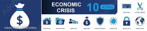 Foto Economic crisis icon set