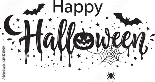 Happy Halloween Spooky Lettering Graphic