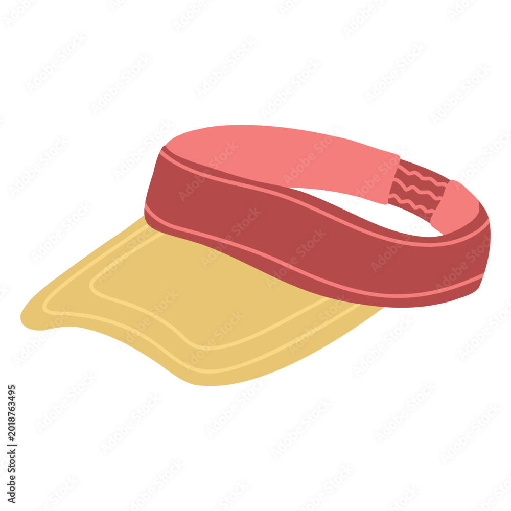 Obraz premium Red and Yellow Athletic Visor Cap, Hand Drawn Vector Illustration for Retro Sportswear and Sun Protection