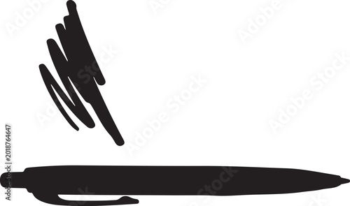 Photos Black pen, ink strokes, drawing tool, vector illustration, office supplies
