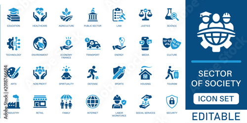 Cuadro en lienzo Sector of Society icon set