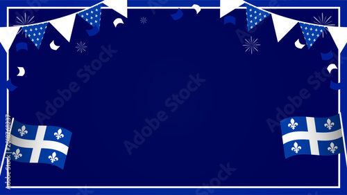 Fotografija Quebec National Holiday Celebration Banner with Confetti and Fireworks