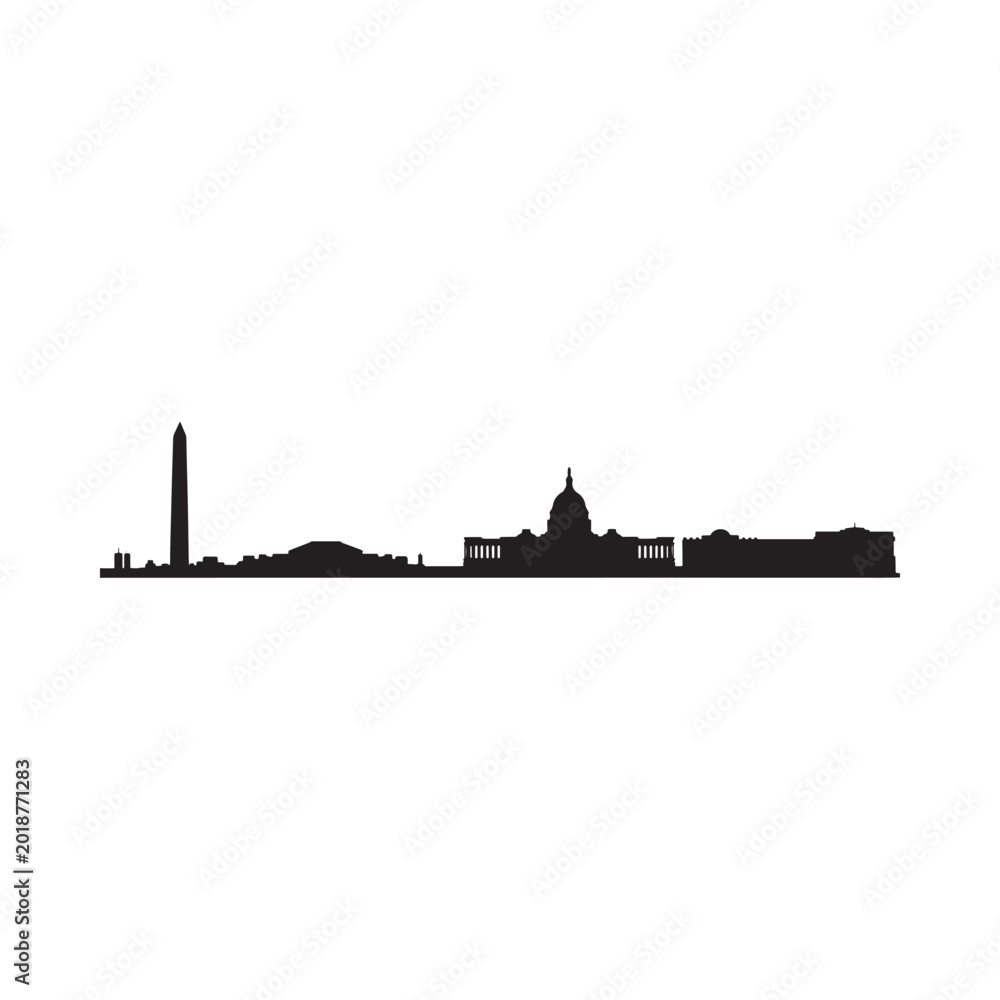 Fototapeta premium Washington dc skyline silhouette against a white background