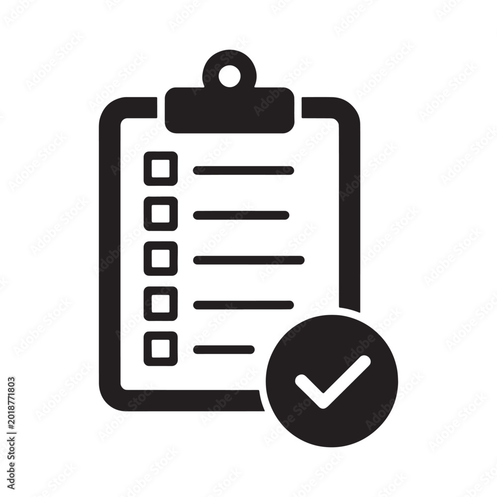 Fotografie clipboard with checklist and check mark icon solid style