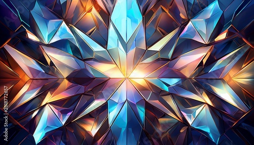 opulent abstract background of interconnected crystal facets creating a geometric texture and fractured light effects radiant facet pattern