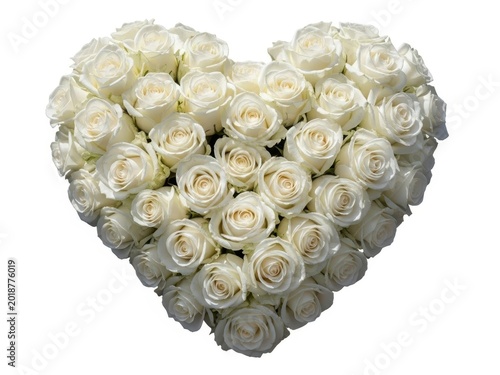 Heart-shaped arrangement of white roses