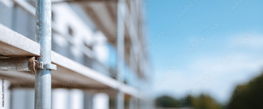 Fototapeta premium Close-up of metal scaffolding structure outdoors