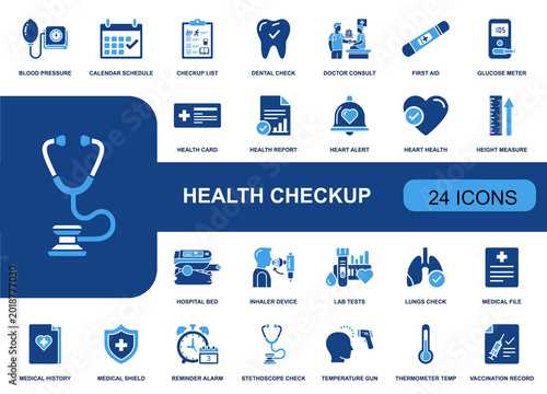 Vászonkép Health checkup icon set